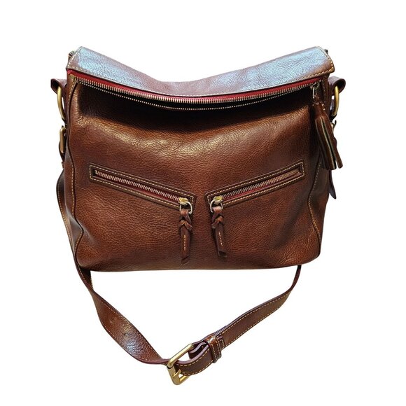 Dooney & Bourke Zip Sac Chestnut Leather Crossbody Shoulder Bag With Tassel Acce - Picture 3 of 16